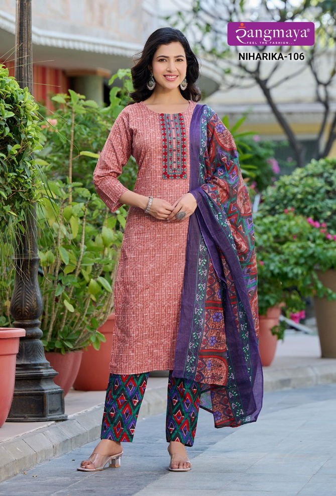 Niharika By Rangmaya Printed Cotton Kurti With Bottom Dupatta Wholesalers In Delhi